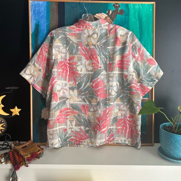 D’Allairds Tropical Print Short Sleeve Blouse L - Picture 10 of 16